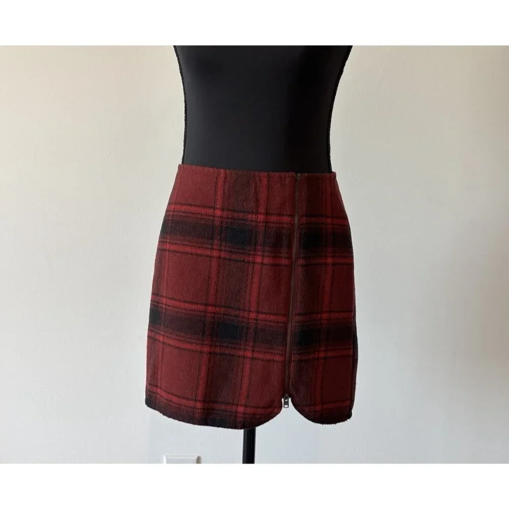 Y2K Hollister Plaid Skirt Dark Academia Grunge Size 1‎ Full Zipper Holiday Nerd